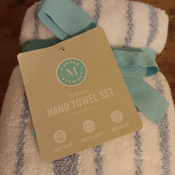 Martha Stewart Collection - Striped Nautical Hand Towel - Frozen Pond - Picture 8 of 10